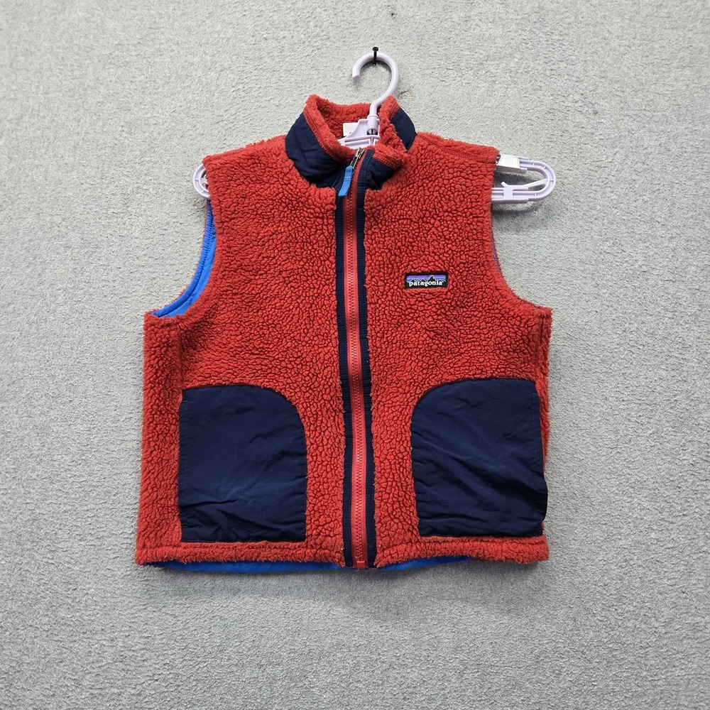 Patagonia Boy Vest M Red Retro X Colorblock Sherpa